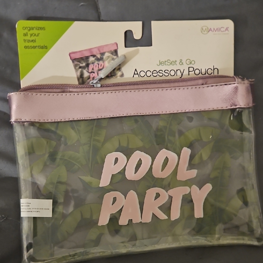 Mamica Pink and Green Pool Party Accessory Pouch